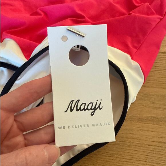 Maaji One Piece Swimsuit Cherry Coke Prime Solid Size S in Red Black White - Picture 3 of 6